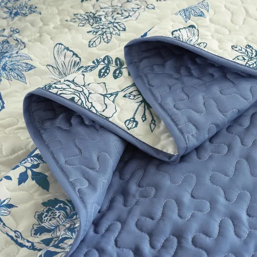 Miniatura 8 de WONGS BEDDING Juego de edredón floral matrimonial, juego de colcha con patrón botánico azul para mujeres, adolescentes y niñas, juego de ropa