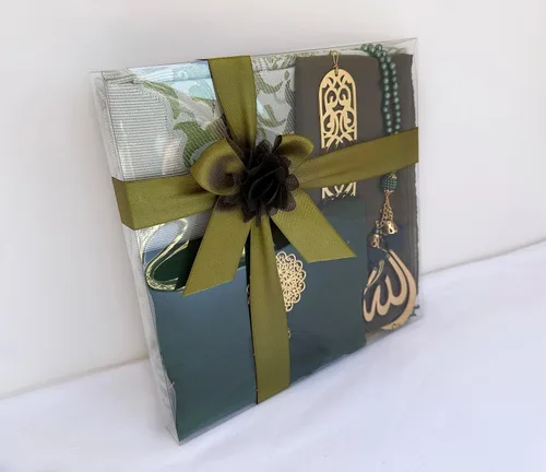 Miniatura 11 de SAIKA Alfombra de oración musulmana, juego de regalo 7 en uno, tapete de oración, libro de sura, tasbeeh, bufanda, estuche de sura, marcador