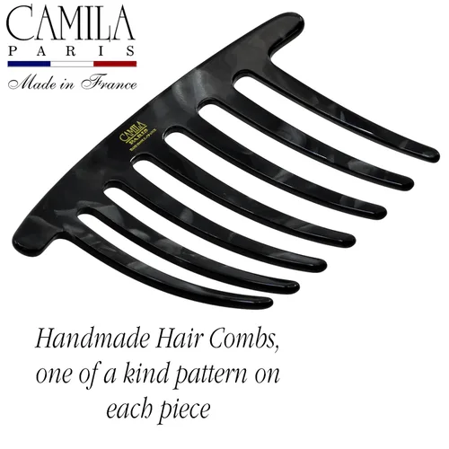 Miniatura 7 de Camila Paris CP3736 Peine lateral francés – Peine francés decorativo con diamantes de imitación, peine de pelo negro para mujer, agarre fuerte