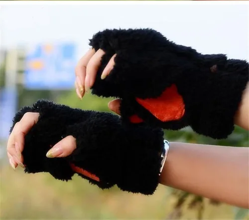 Miniatura 3 de MizHome - Guantes de invierno suaves con diseño de oso de gato