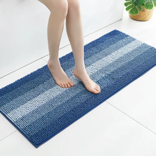 Miniatura 19 de Gibelle Alfombras Azules para Baño, Alfombra de Baño de Chenilla de Lujo, Alfombra Pequeña Antideslizante para Ducha y Alfombras para el Suelo