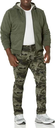 Miniatura 7 de Tienda Essentials - Sudadera de vellón con capucha, con forro de sherpa y cierre completo de cremallera para hombre