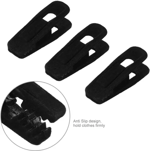 Miniatura 4 de Clips para colgar perchas de terciopelo, paquete de 20 clips de terciopelo para colgar, clips fuertes perfectos para colgar faldas y pantalones Negro