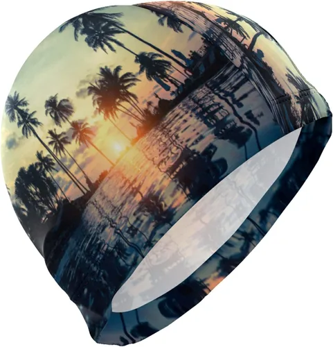 Miniatura 12 de Gorra de natación unisex para adultos, diseño divertido creativo de poliéster