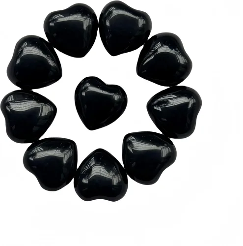10 piezas de obsidiana negra natural, mini corazón, amor, sanación, palma, piedras preciosas energéticas, chakras, reiki, equilibrio (0.6 pulgadas)