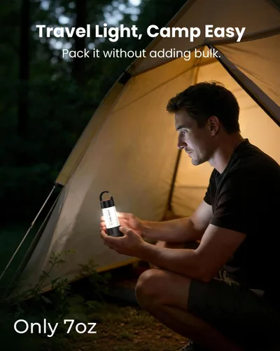 Miniatura 6 de ETENWOLF Linterna de campamento ultra brillante, mini linterna LED de 1000 lúmenes, linterna recargable de 5000 mAh con 6 modos, luz portátil