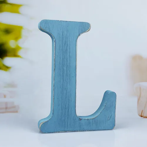 Miniatura 19 de Letras de madera azul rústica de 6 pulgadas, letras de madera sin terminar para decoración de pared, letras azules retro de pie, decoración