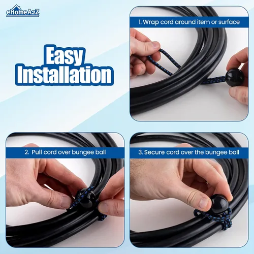 Miniatura 5 de Paquete de 25 cuerdas elásticas de bolas elásticas de 6 pulgadas de diámetro para toldo, red, postes, jardín, herramientas, cables, cable resistente
