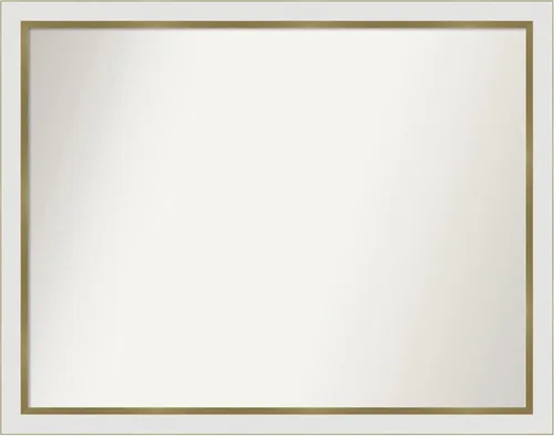 Miniatura 451 de Amanti Art Espejo de baño blanco para sobre el fregadero, 30 x 35 pulgadas, espejo de tocador rectangular estrecho de Eva de oro blanco, marco