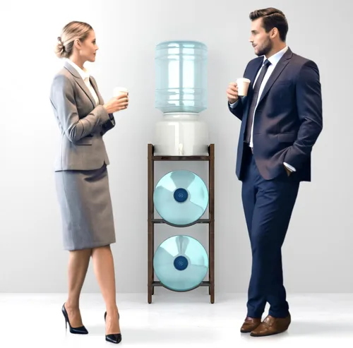 Miniatura 9 de Soporte para jarra de agua de 5 galones con estantes superiores, soporte dispensador de agua de madera maciza natural de 31 pulgadas de alto