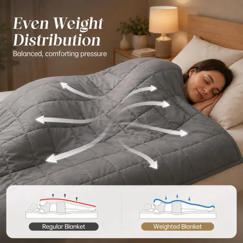 Miniatura 4 de Gkyet Weighted Blanket for Adults, 48" x 72" 15 lbs, Grey Soft Cooling Weighted Blanket with Glass Beads, Breathable All Season Blanket, Machine