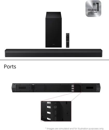 Miniatura 7 de Samsung Barra de sonido de la serie B, subwoofer HW-B750F de 5.1 canales, con subwoofer inalámbrico, DTS Virtual:X 3D Audio, Q-Symphony y modo