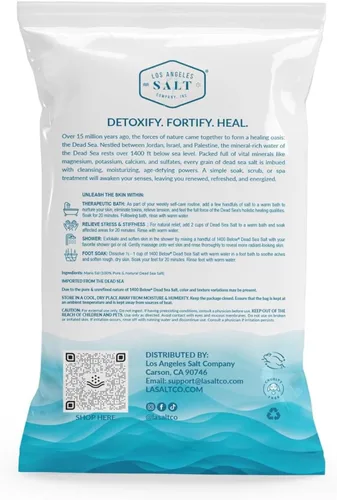 Miniatura 4 de LA Salt Co.'s - Sal del Mar Muerto 100% pura y natural, bolsa de 55 libras, grano fino