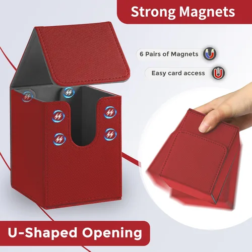 Miniatura 4 de MTG - Caja de cubierta con 2 divisores, caja de gran capacidad para más de 100 tarjetas de doble manga, funda de piel sintética compatible con Magic