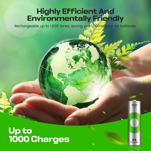 Miniatura 7 de Baterías AA recargables de 2000 mAh – precargadas – reutilización más de 1000 veces – Conserva la energía después de 6 años – Batería recargable