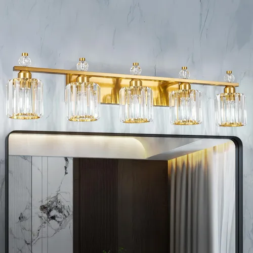 Miniatura 36 de Luces de Tocador de Baño de 3 Luces, Placado Negro, Modernas Luces de Tocador de Cristal para Baño, Luces de Tocador de Cristal para Usar Sobre