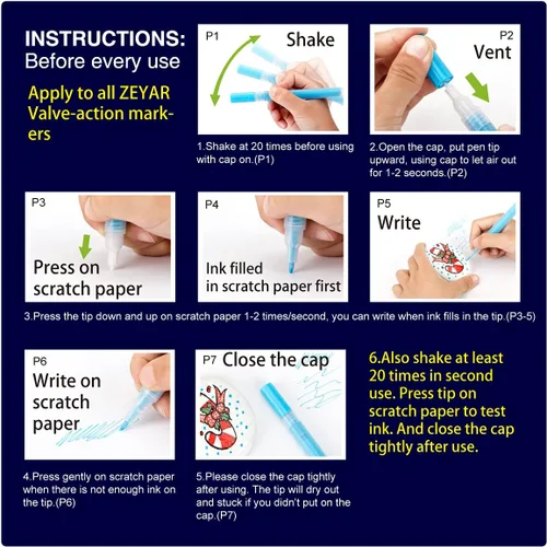 Miniatura 4 de ZEYAR Rotuladores de Pintura Acrílica, Experto en Pintura sobre Piedras, Extra Fino, 48 Colores, Certificado AP, Tinta Permanente e Impermeable