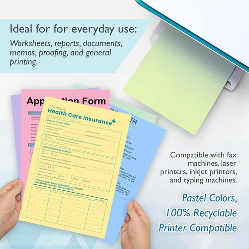 Miniatura 4 de BAZIC Products Papel en blanco para copia y papel multiusos - Papel de impresora de color pastel de 8.5" x 11" para máquinas de inyección de tinta