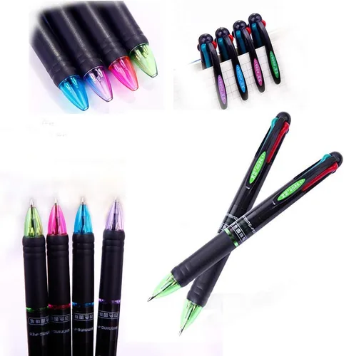 Miniatura 4 de Paquete de 12 bolígrafos retráctiles multicolor de 0.028 in, tinta de 4 colores (negro, azul, rojo, verde) en un bolígrafo para una escritura suave