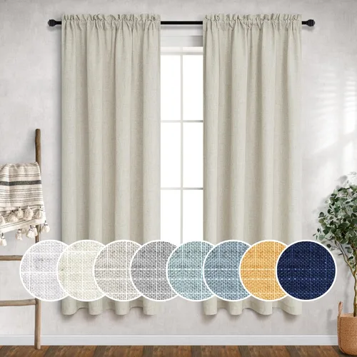 Miniatura 67 de Cortinas blancas puras de 38 pulgadas de ancho para dormitorio, juego de 2 paneles de cortinas de privacidad con bolsillo para barra, cortinas