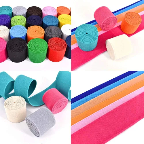 Miniatura 4 de 1 rollo de cordón elástico plano de 1.5 pulgadas de ancho por 3 yardas de banda elástica sarga de doble cara (#1 Blanco)
