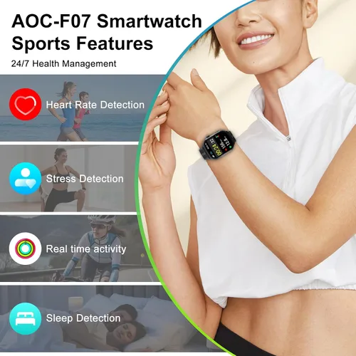 Miniatura 3 de AOC Reloj inteligente con pantalla AMOLED de 1.95 pulgadas, llamada ChatGPT AI y Bluetooth, rastreador de actividad física para mujeres y hombres