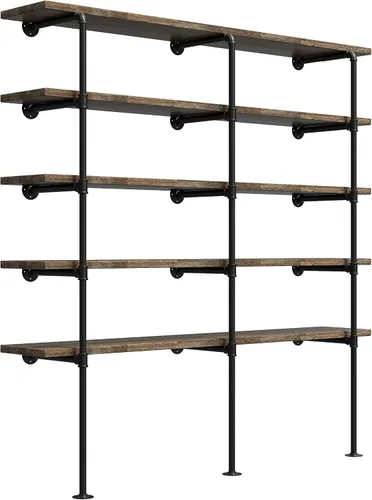 Miniatura 6 de Estante de tubo de hierro retro industrial para montaje en pared, estantería abierta de bricolaje, soporte colgado, estantes de cocina para mejoras