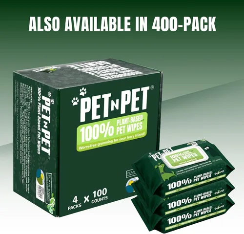 Miniatura 9 de Pet N Pet Toallitas para perros 100% a base de plantas para patas y traseros, 100 toallitas hipoalergénicas sin perfume para perros, 8 x 8 pulgadas