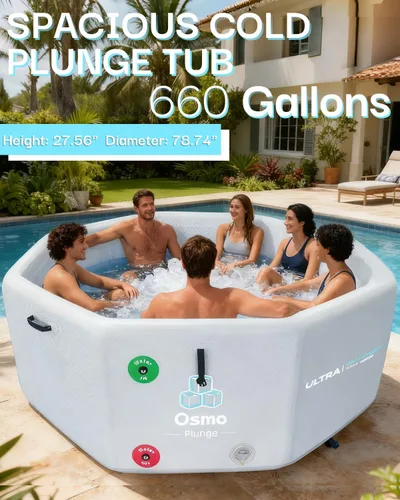 Miniatura 2 de Bañera de hielo octogonal inflable para atletas, bañera de inmersión fría extragrande para recuperación, enfriador de agua compatible con tapa