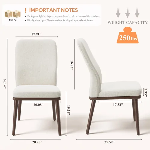 Miniatura 2 de Elegante juego de 4 sillas de comedor, tapizadas Parsons con ribete de cabeza de clavo, silla de cocina con cojines gruesos y patas de madera, Beige