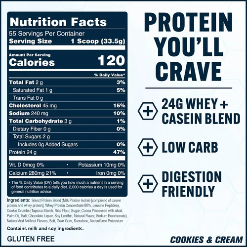 Miniatura 5 de PEScience Select Protein - Proteína en polvo bajo en carbohidratos, galletas y crema, 55 porciones, apta para dieta cetogénica y sin gluten