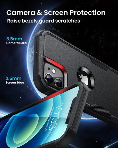 Miniatura 4 de FireNova Funda protectora resistente 3 en 1 para iPhone 12, con protector de pantalla de vidrio templado, a prueba de golpes y caídas, funda