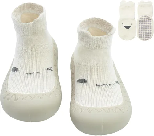 2 pares de zapatos antideslizantes estilo caroon para bebés, zapatos para niños y niñas, zapatos para caminar, zapatos de goma suave con pantuflas