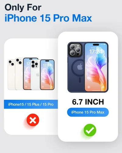 Miniatura 6 de Facbiny Funda magnética para iPhone 15 Pro Max, compatible con Magsafe [probada contra caídas de grado militar], translúcida mate a prueba