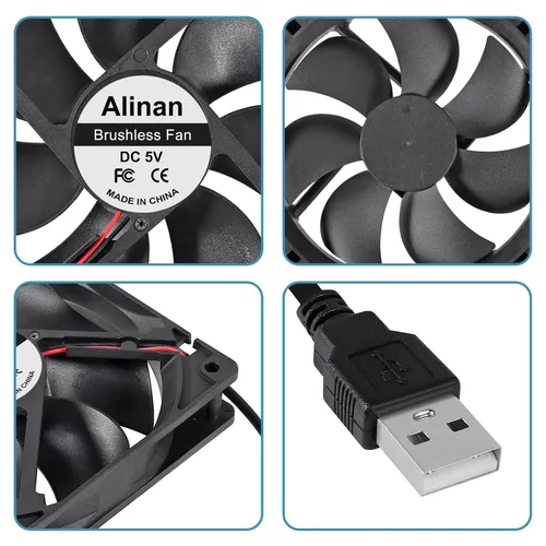 Miniatura 3 de Alinan 4pcs 4.724x4.724x0.984 in 5V Ventilador USB 2000RPM 66.3CFM 31.5dBA Computadora y Electrónica Ventilador de Refrigeración