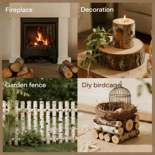 Miniatura 4 de Sancodee Paquete de 12 Troncos de Abedul Blanco para Chimenea - Ramas de Abedul Decorativas Naturales para Repisa de Chimenea, Chimenea Falsa