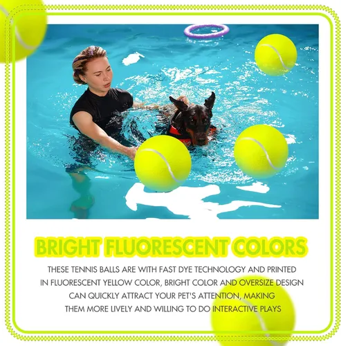 Miniatura 4 de Sratte 6 pelotas de tenis grandes gigantes para perros de 9.5 pulgadas, pelotas inflables de juguete para perros grandes para entrenamiento