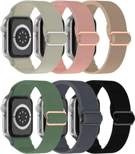 Vanet Paquete de 4 bandas elásticas de nailon compatibles con Apple Watch de 1.496 pulgadas, 1.575 pulgadas, 1.614 pulgadas, 1.654 pulgadas, 1.732