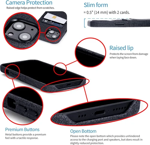 Miniatura 4 de Dockem Funda tipo cartera para iPhone 13 con placa metálica integrada para montaje magnético y 2 bolsillos para tarjetas de crédito: Luxe M2, piel
