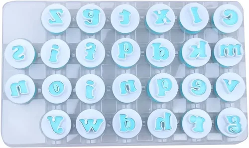Miniatura 6 de Juego de 26 piezas de sellos estampadores para galletas, cortadores de galletas con letras del alfabeto y números, molde para pasteles y galletas