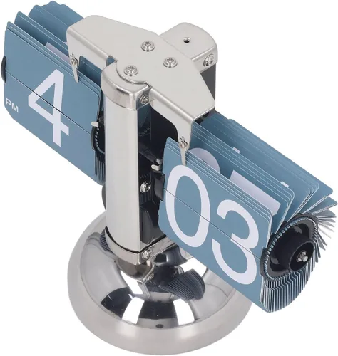 Miniatura 5 de Reloj mecánico de una sola pierna europea vintage simple automático Flip reloj mecánico reloj de giro de página para sala de estar (azul)