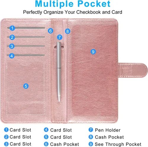 Miniatura 4 de ACdream Funda para chequera, cartera de cuero con bloqueo RFID