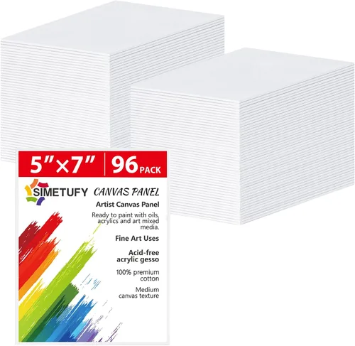 Miniatura 8 de Simetufy Paquete de 36 unidades de tablas de lienzo de 5 x 7 pulgadas, lienzos pequeños para pintar para niños, paneles de lienzo en blanco
