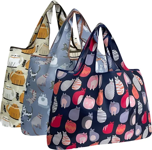 Miniatura 40 de alldyrew - Bolsa plegable para compras, reutilizable de nailon grande, 3 unidades Deliciosos alimentos