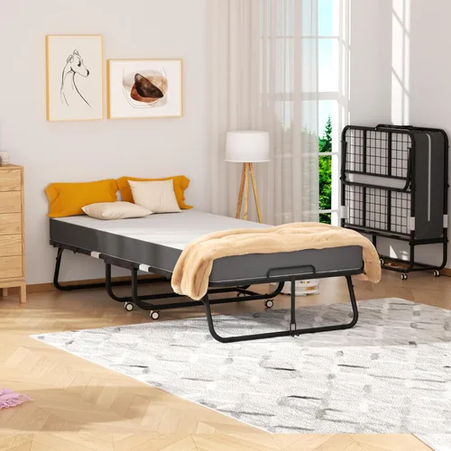 Miniatura 8 de Bonusall Cama plegable con colchón, cama plegable con ruedas tamaño catre de 75" x 31", espuma viscoelástica de 5" de grosor, camas que ahorran