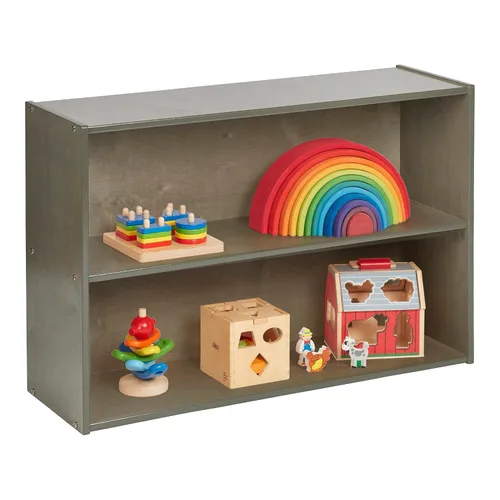 Miniatura 12 de ECR4Kids Streamline - Armario de almacenamiento de 2 estantes de una cara, 24 pulgadas, muebles de aula, gris lavado