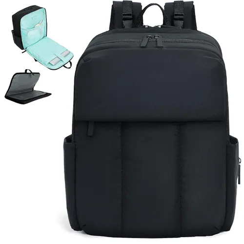 Miniatura 8 de MOMINSIDE Mochila para pañales – Bolsa de pañales acolchada grande – Bolsa de pañales de neopreno acolchada, cambiador grande, 15 bolsillos, ligera