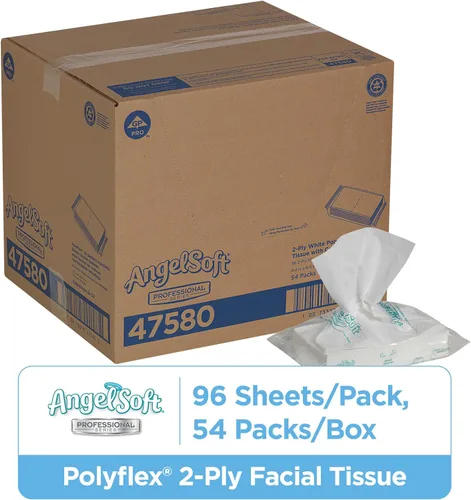 Miniatura 2 de Georgia-Pacific Angel Soft Professional Series Polyflex - Papel de seda facial de 2 capas (47580), 96 hojas por paquete, 54 paquetes de pañuelos a