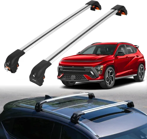 Miniatura 11 de ERKUL Barras transversales mejoradas para Hyundai Kona 2018-2023 Barras transversales de aluminio con bloqueo antirrobo para techo Compatible