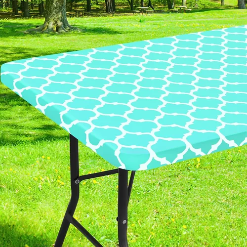 Miniatura 45 de Smiry Mantel cuadrado para mesa de pícnic, manteles de camping impermeables elásticos ajustables, protector de mantel de vinilo con respaldo de Gris